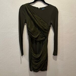 Alice + Olivia Olive Long Sleeve Mini Goddess Dress